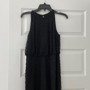 Adrianna Papell size 4P sequin black floor length dress